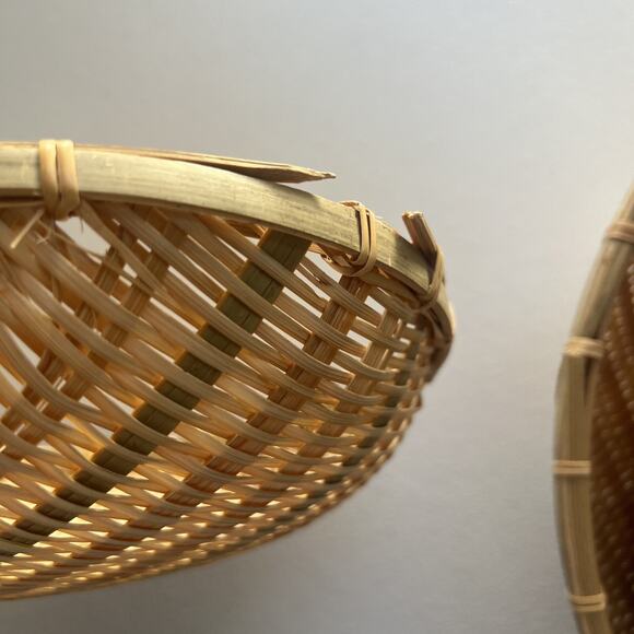 6 Nesting Brown Rounded Woven Wicker Rattan Basket Vegetable Fruit Boho Country - Picture 13 of 15